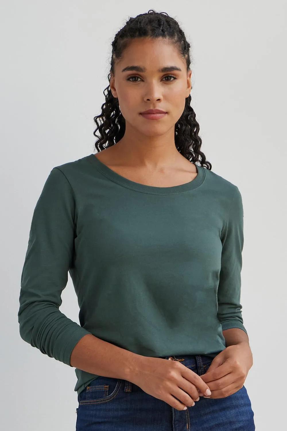 Women's Organic Pima Cotton Long Sleeve Scoop Neck Tee