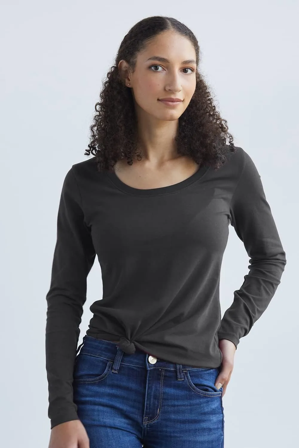 Women's Organic Pima Cotton Long Sleeve Scoop Neck Tee