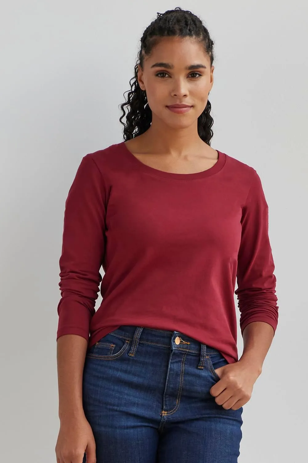 Women's Organic Pima Cotton Long Sleeve Scoop Neck Tee