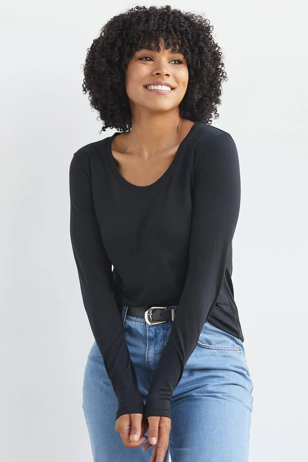 Women's Organic Pima Cotton Long Sleeve Scoop Neck Tee