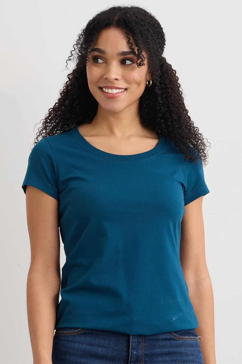Women's Organic Pima Cotton Short Sleeve Slim Fit Scoop Neck Tee
