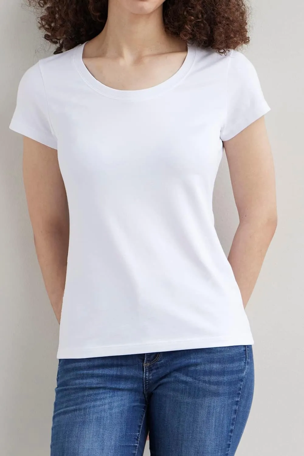 Women's Organic Pima Cotton Short Sleeve Slim Fit Scoop Neck Tee