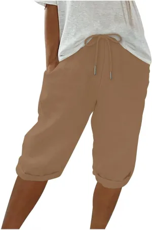Womens Palazzo Pants Loose Pants Comfy Work Pants with Elastic High Waist Paper Bag Drawstring Pant Summer Wide Leg