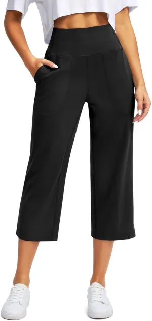Women's Pants Plus Size Elastic Waist Cargo Loose Capri Pants for Women Stretch Linen Summer Womens Capris Petite