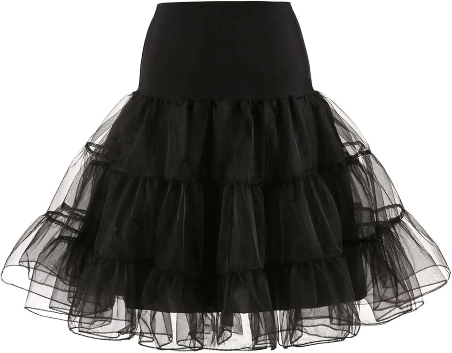 Women's Petticoat Skirt Layered Ballet Tulle Pettiskirts Tulle Midi Knee Length Skirt Dress Puffy Tutu Skirt