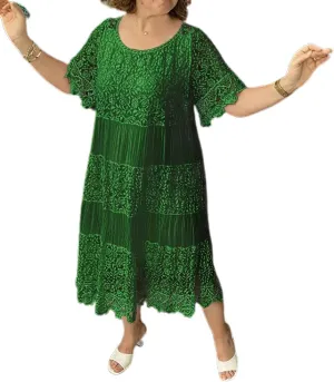 Womens Plus Size Boho Midi Floral Lace Flowy Bohemian Dress V Neck Party Wedding Guest Long Maxi Dresses