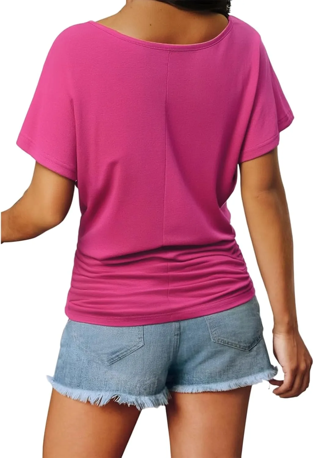 Womens Shirts Fashion Summer V Neck T Shirts Casual Short Sleeve Tops Loose Fit Tees Tops Solid Color Work Blouses