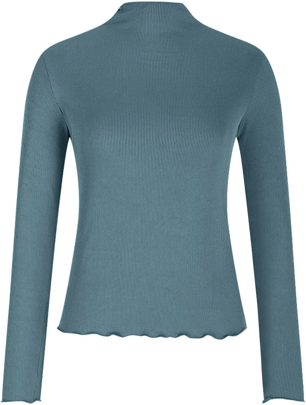 Womens Slim Fitted Crop Shirts Basic Round Neck Solid Long Sleeve Top Going Out Workout Tunic Dressy Casual Blouses
