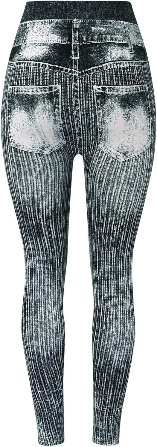 Womens Straight Leg Jeans Flowers Floral Print High Waist Faded Skinny Denim Pants Casual Slim Stretch Pencil Jegging