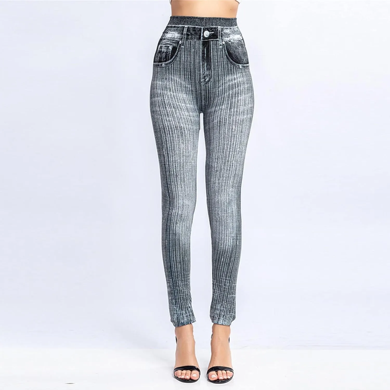 Womens Straight Leg Jeans Flowers Floral Print High Waist Faded Skinny Denim Pants Casual Slim Stretch Pencil Jegging
