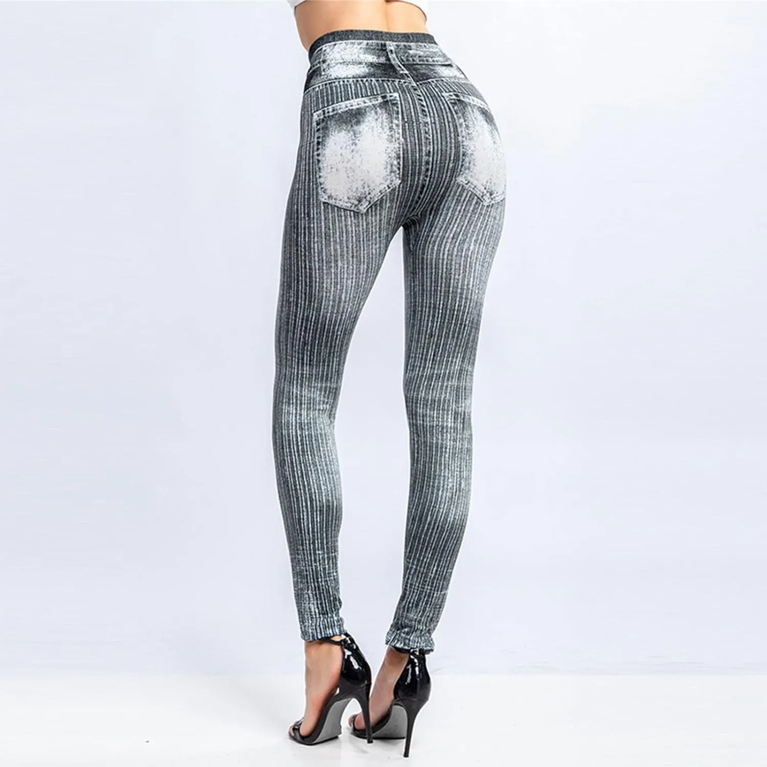 Womens Straight Leg Jeans Flowers Floral Print High Waist Faded Skinny Denim Pants Casual Slim Stretch Pencil Jegging