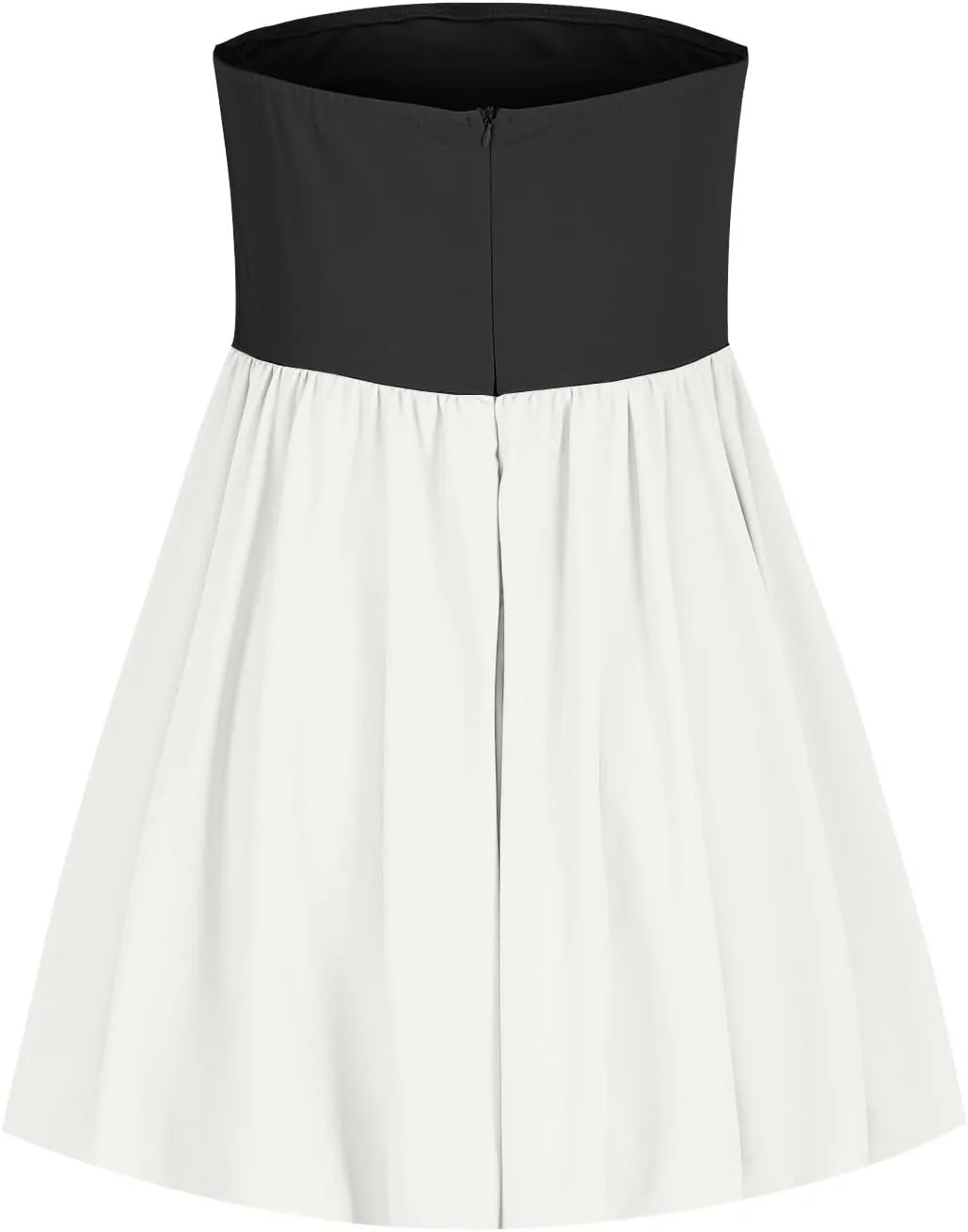 Women's Strapless Tube Top Mini Dress Ruched A Line Flare Ruffle Trendy Y2k Bubble Wedding Club Party Short Dresses