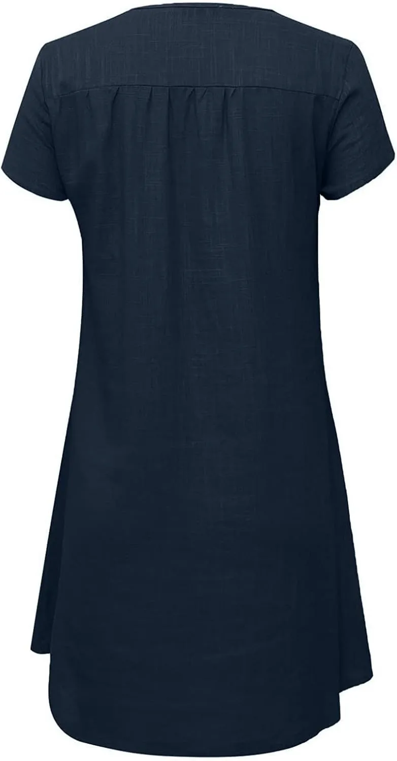 Womens Summer Cotton Linen Dress Sleeveless V Neck Loose Keen Length Long Dresses Comfy Casual Plus Size Maxi Dress