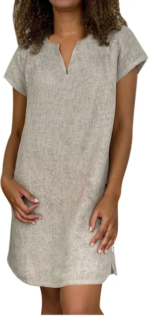 Womens Summer Cotton Linen Dresses Casual V Neck Short Sleeve Midi Dress Floral Embroidery Shirt Dress Plus Size S-5X Deals of The Day 2024 Vacation Sun Dresses Women, Small, Gray R