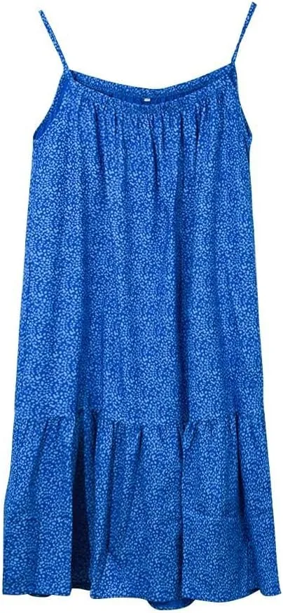 Womens Summer Floral Sleeveless Mini Dress Spaghetti Straps Ruffle Hem Sundress Boho Beach Swing Short Dresses