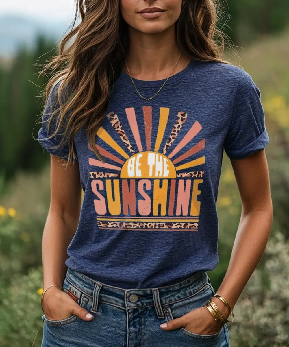 Womens Sunshine Sunrise Graphic Tee Summer Casual Short Sleeve Positive Saying Letter Print Teacher Inspirational T Shirt