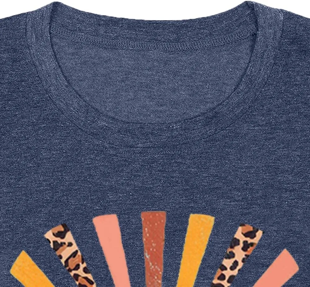 Womens Sunshine Sunrise Graphic Tee Summer Casual Short Sleeve Positive Saying Letter Print Teacher Inspirational T Shirt
