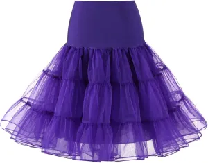 Women's Tulle Petticoat Tulle Midi Knee Length Skirt Adult Puffy Tutu Skirt Underskirts for Cosplay Underskirt