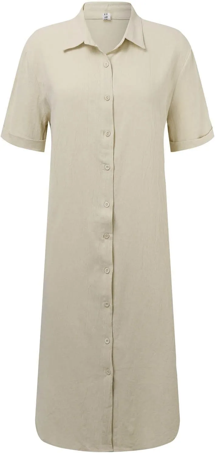 Women's Vacation Cotton T-Shirt Dresses 2025 Spring Trendy Short Sleeve Sun Dresses Beach Summer T Shirt Dress Plain