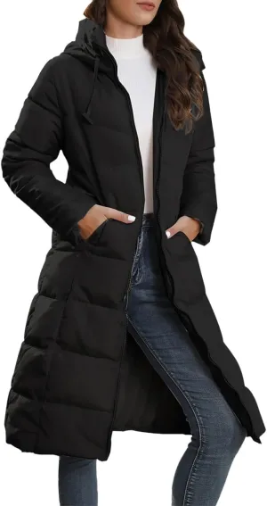 Womens Warm Winter Puffer Hooded Puffer Jacket Lightweight Winter Coat Womens sherpa Fleece Lined Long Jackets