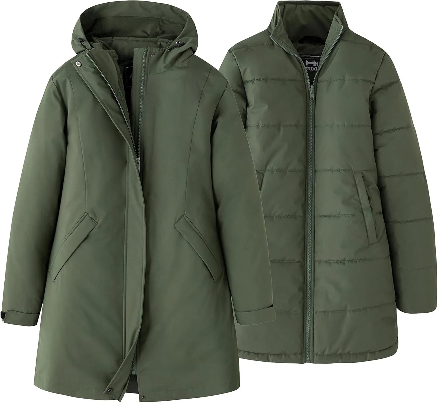 Women's Winter 3 in 1 Parka Coat Warm Puffer Liner Jacket with Detachable Hood