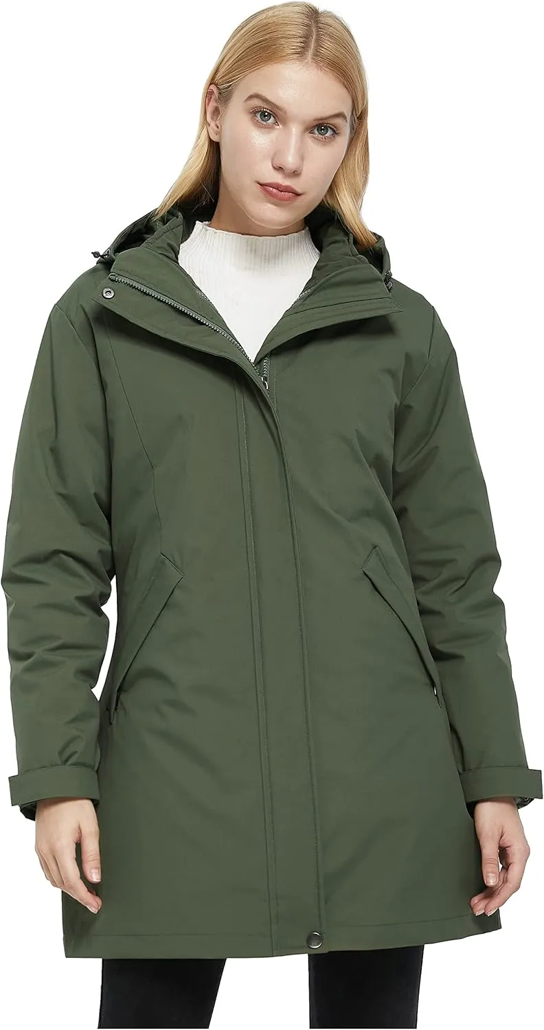Women's Winter 3 in 1 Parka Coat Warm Puffer Liner Jacket with Detachable Hood