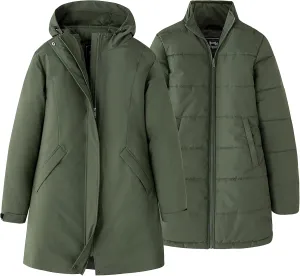Women's Winter 3 in 1 Parka Coat Warm Puffer Liner Jacket with Detachable Hood