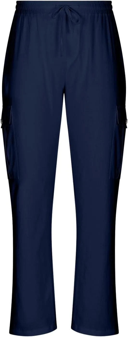 Work Pants for Men Elastic Wasist Drawstring Lightweight Summer Beach Pants Baggy Soft Wide Leg Pants with Pockets