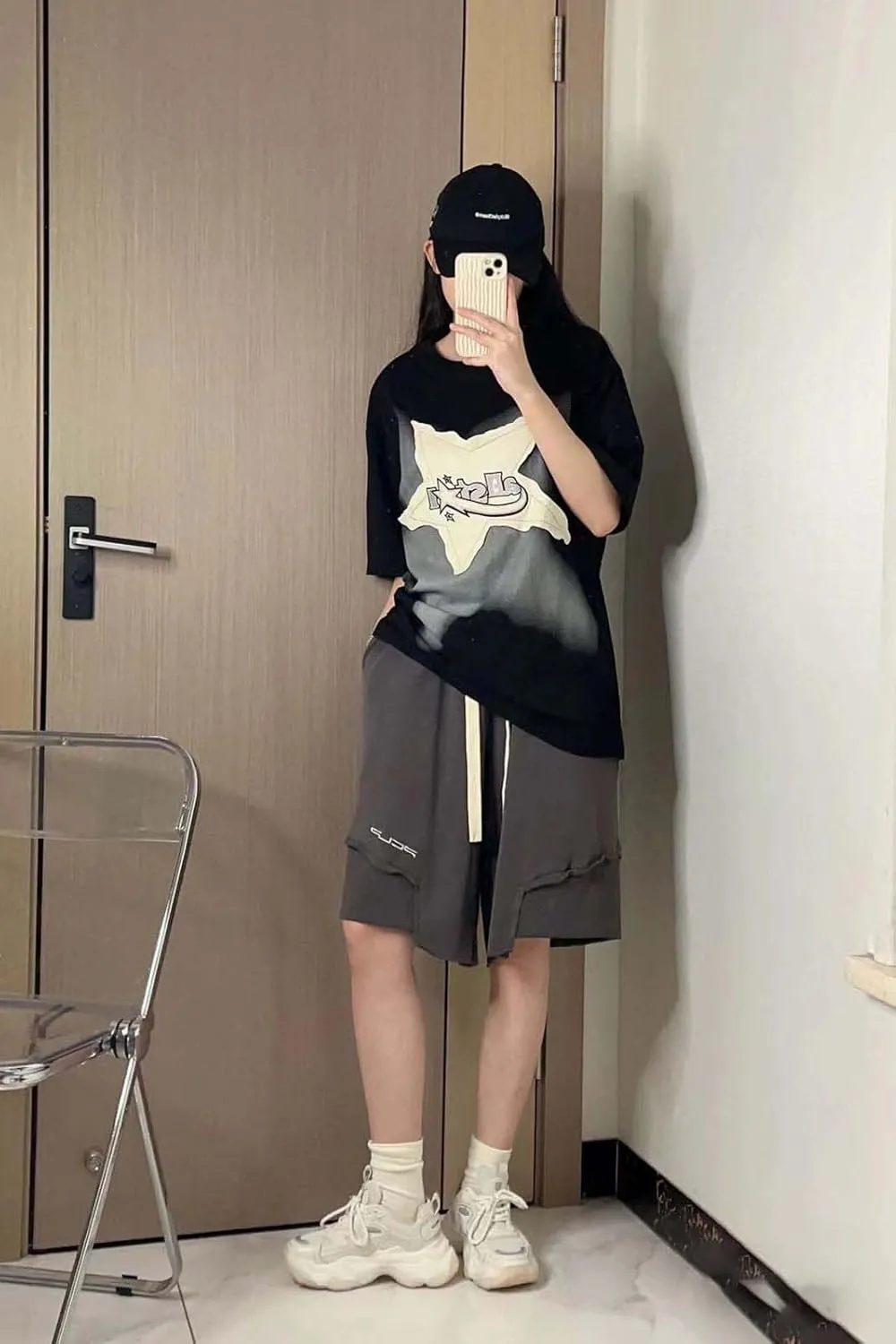 Y2K Shirts Oversized Tshirt for Men Graphic Tee Streetwear Thick Cotton Top