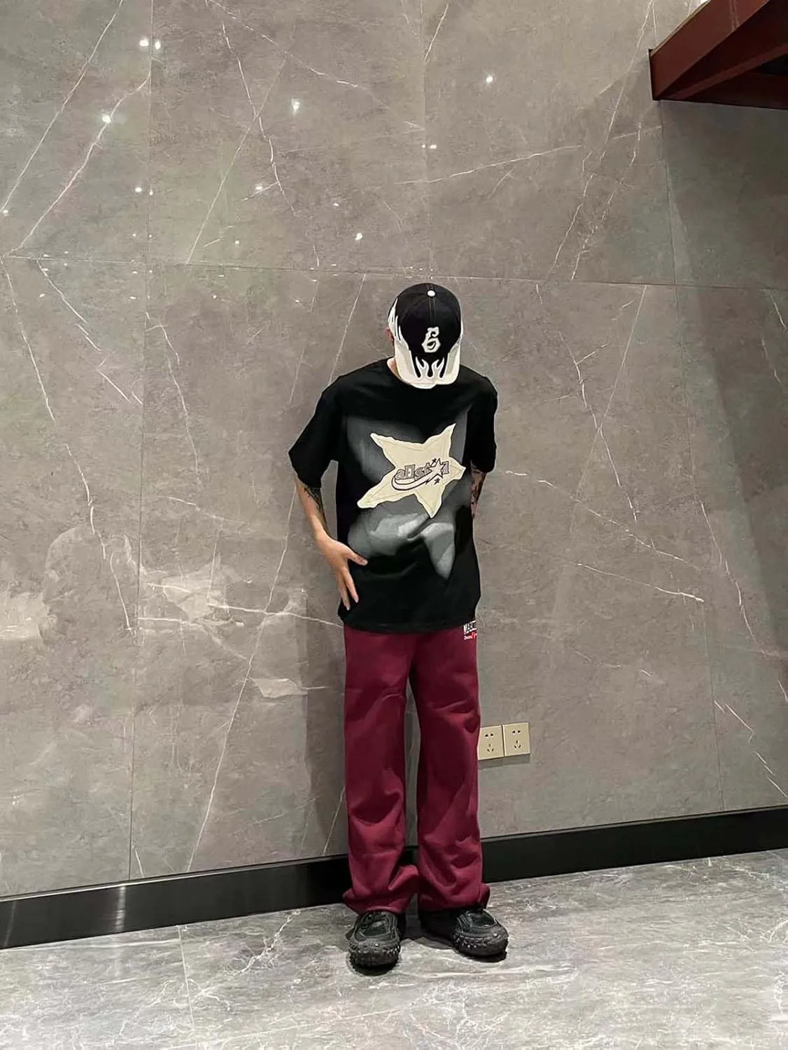 Y2K Shirts Oversized Tshirt for Men Graphic Tee Streetwear Thick Cotton Top