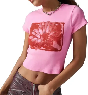 Y2k Women Graphic Baby Tee Short Sleeve Crop Top Retro Cute Teen Girls Slim Fit Shirt Vintage Aesthetic Clothes