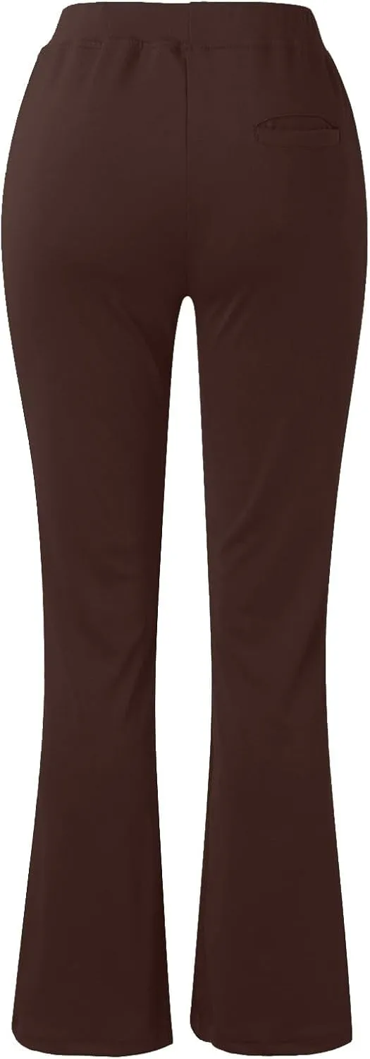 Yoga Pants for Women Summer Trendy Bootcut Elastic High Waist Skinny Flared Pant Slim-fit Soft Athletic Trousers