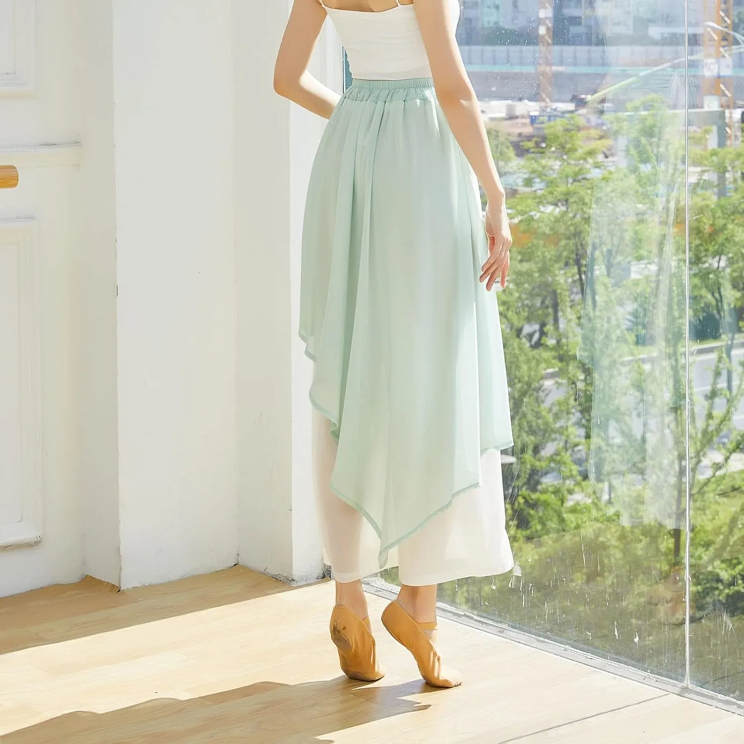 YOLAI Women Linen Palazzo Pants Flowy Boho Wide Leg High Waist Long Pants Casual Lounge Pant Trousers with Pockets