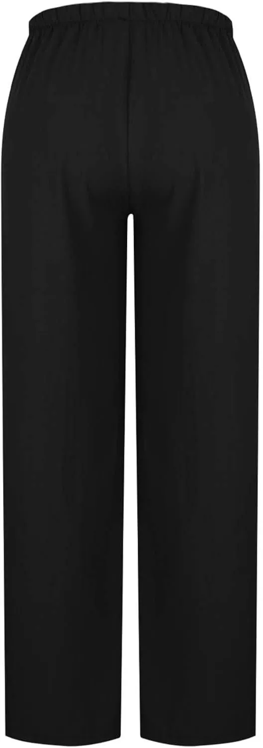 YRAETENM Women's Cover up Beach Pants Drawstring Low Rise Wide Leg Linen Pants Trendy Streetwear Summer Casual Baggy Trousers