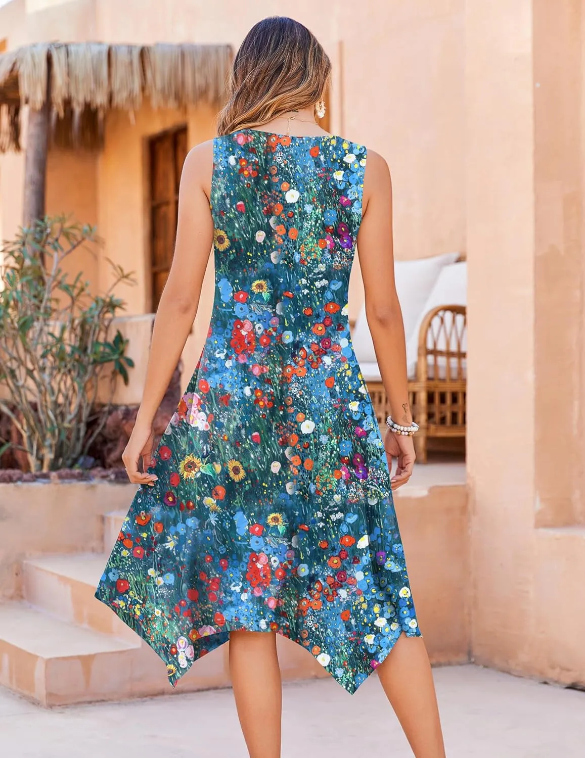 Zeagoo Womens Casual Dress for Summer Tank Dress Loose Flowy Beach Dress with Pockets Hankerchief Flare Midi Sundress 2025