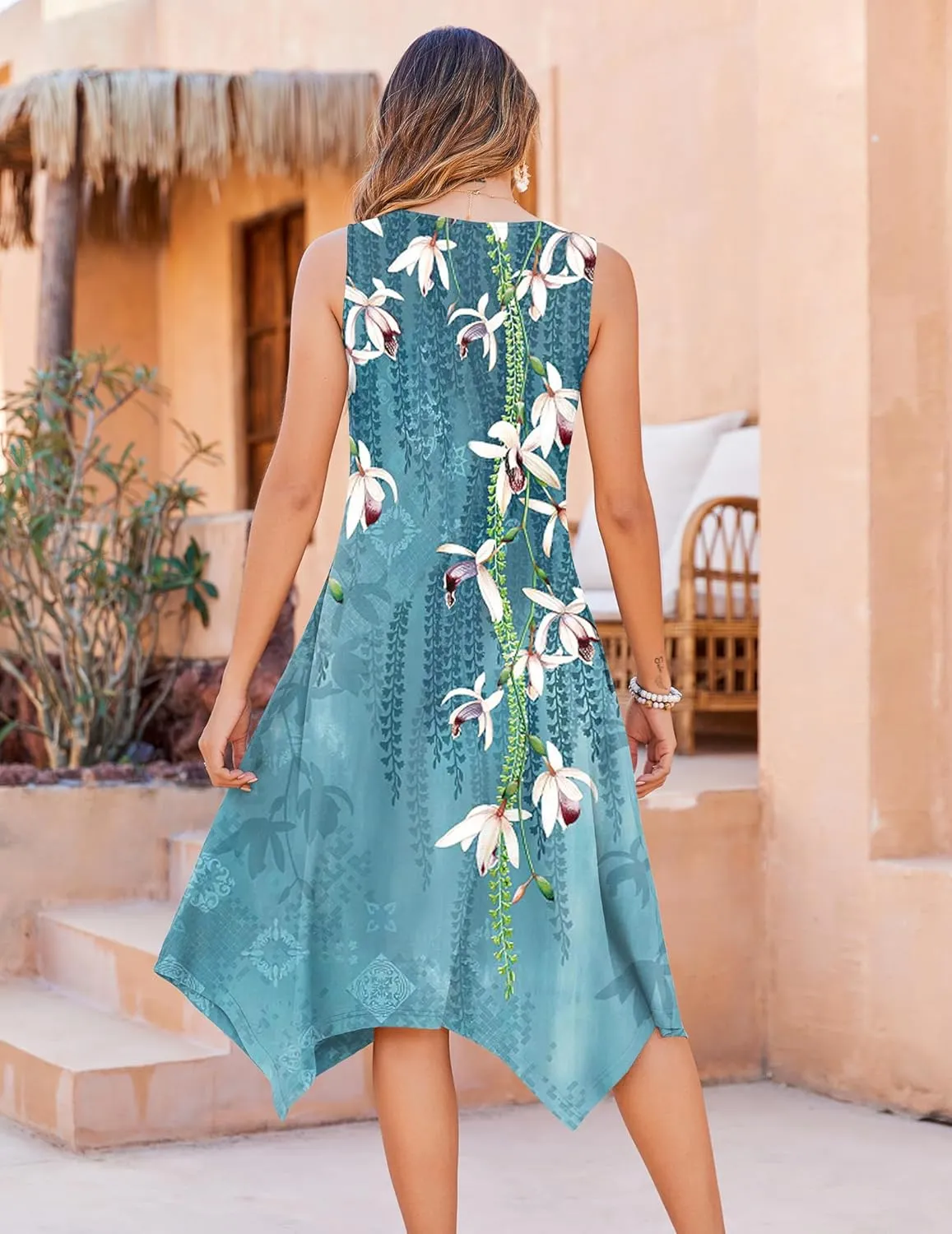 Zeagoo Womens Casual Dress for Summer Tank Dress Loose Flowy Beach Dress with Pockets Hankerchief Flare Midi Sundress 2025