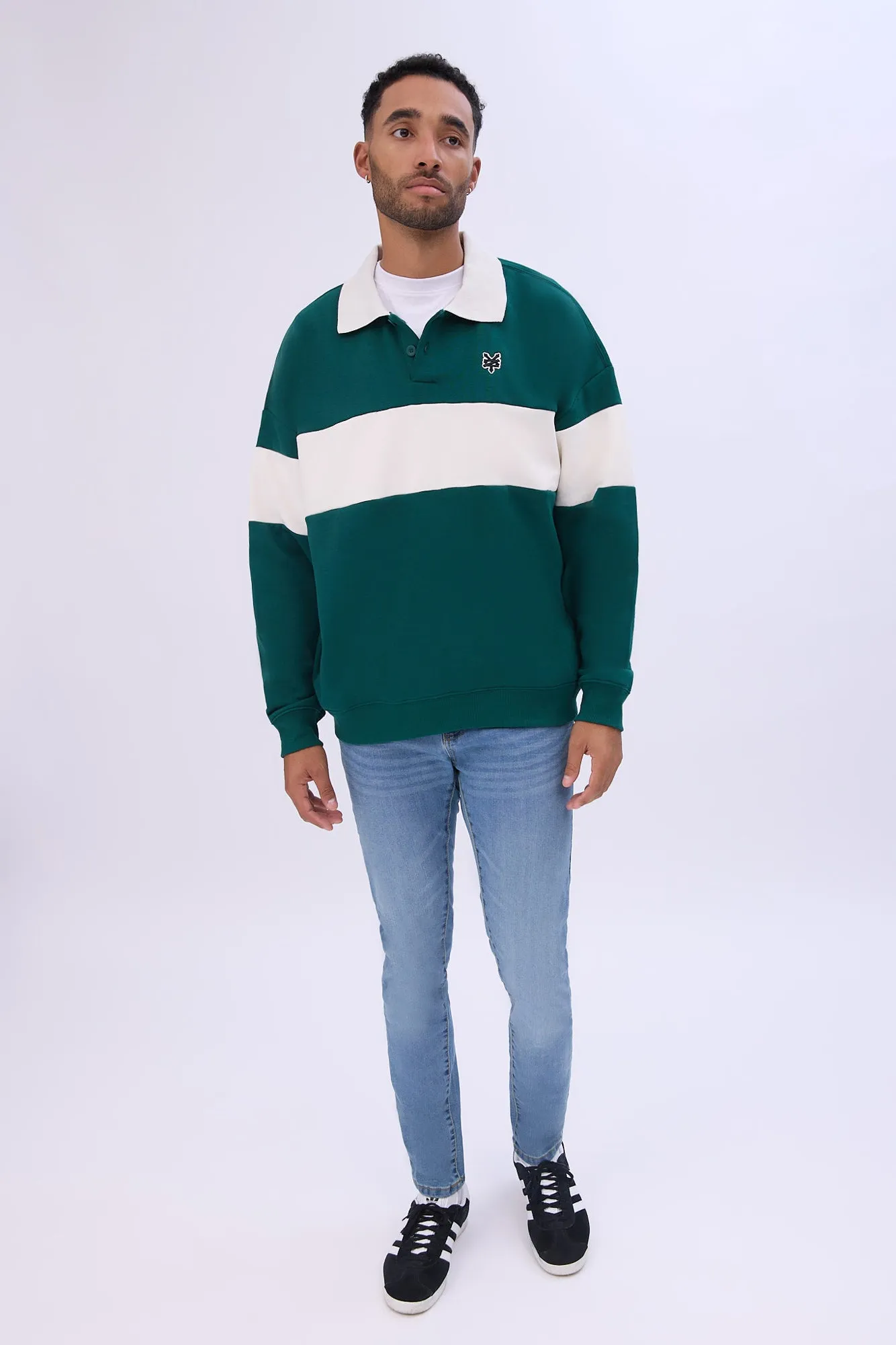 Zoo Yok Mens Colour Block Polo Sweatshirt
