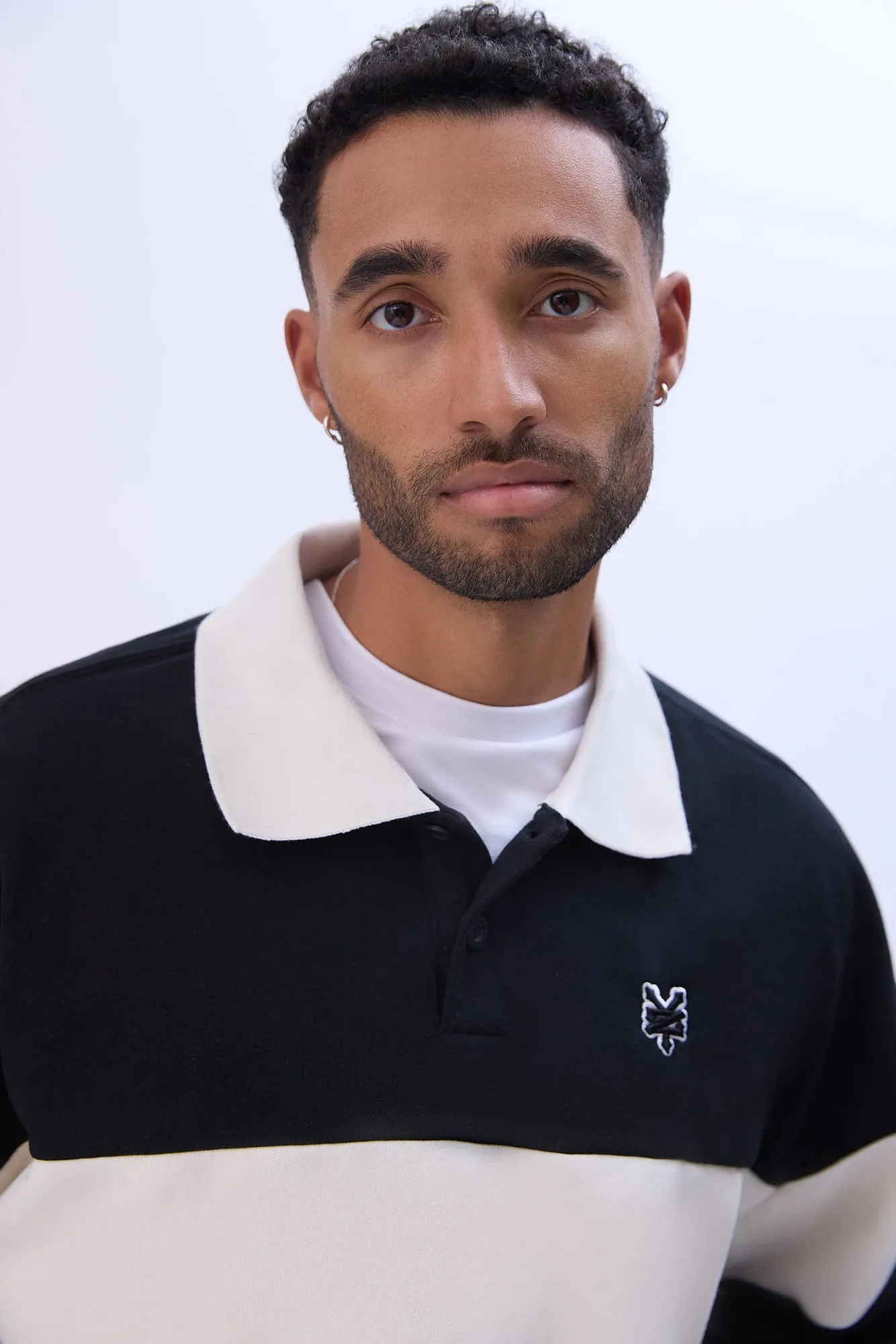 Zoo Yok Mens Colour Block Polo Sweatshirt
