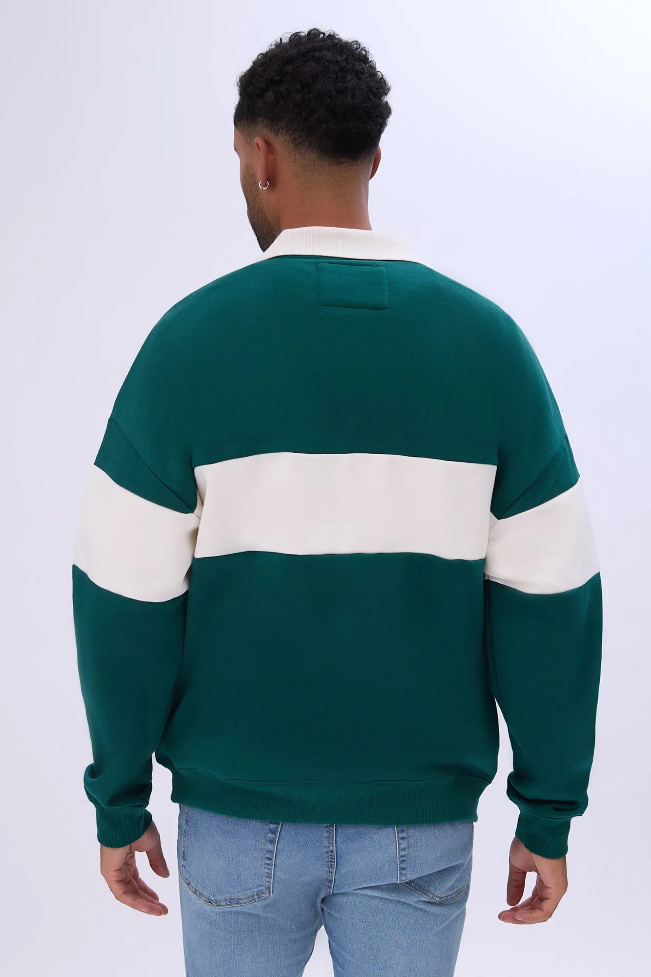 Zoo Yok Mens Colour Block Polo Sweatshirt