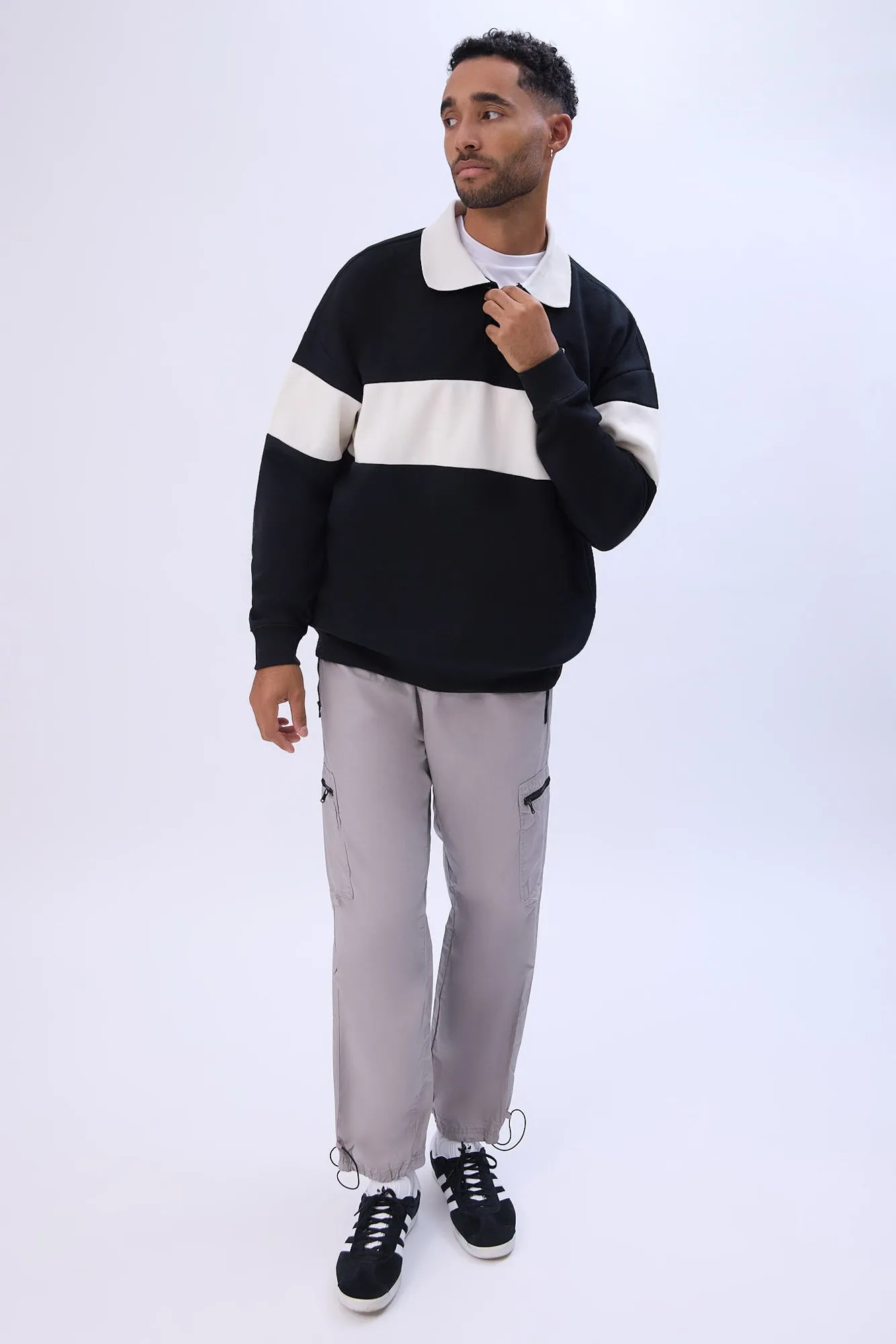 Zoo Yok Mens Colour Block Polo Sweatshirt