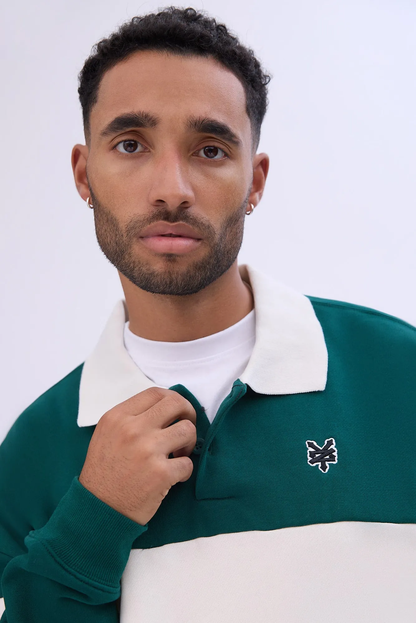 Zoo Yok Mens Colour Block Polo Sweatshirt