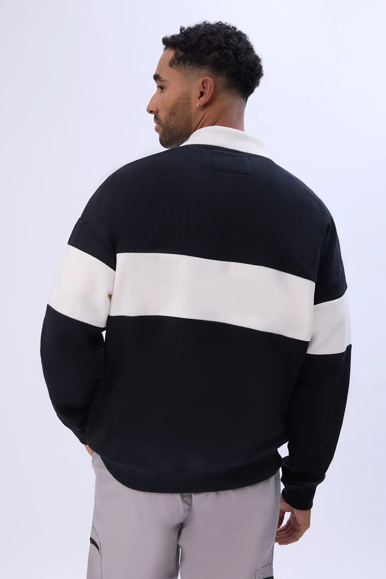 Zoo Yok Mens Colour Block Polo Sweatshirt